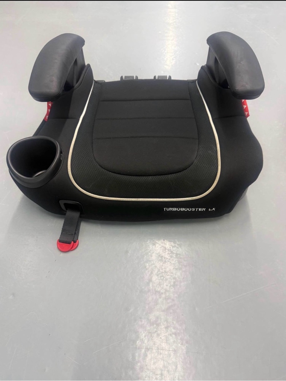 TurboBooster LX Black Kids Booster Seat with Armrests and Cup Holder